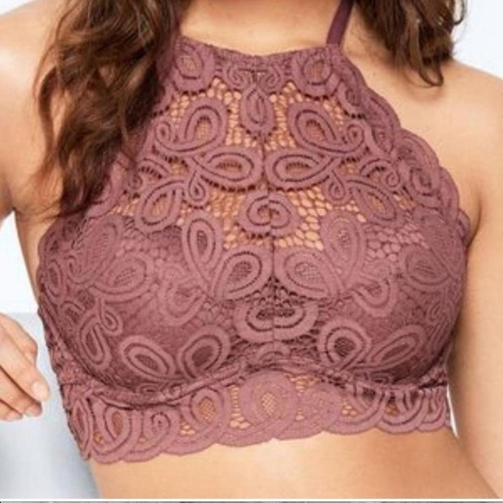 VICTORIA’S SECRET PINK PUSH UP LACE HALTER BRA